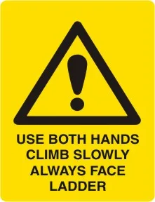 W 236 — WARNING - USE BOTH HAND CLIMBS SLOWLY ALWAYS FACE LADDER